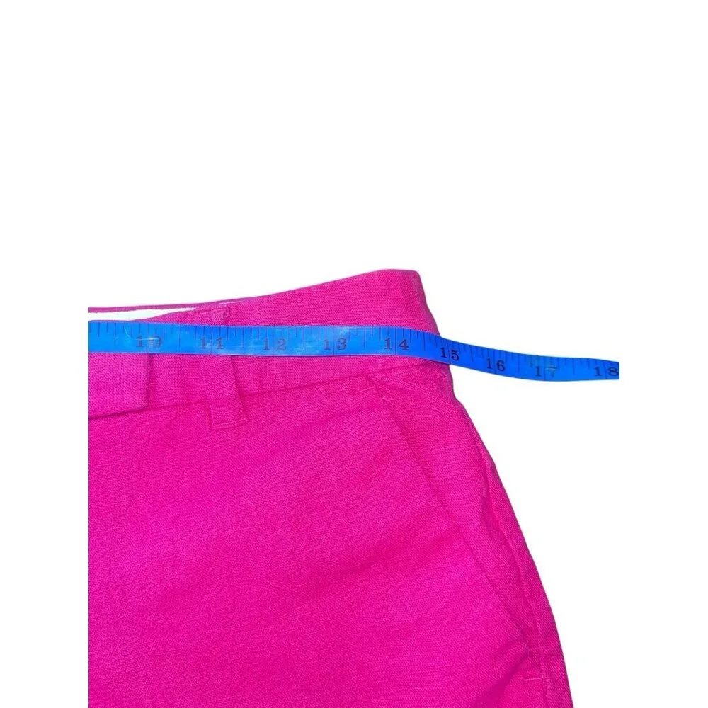 J CREW Women's Size 2 Scallop-Hem Shorts in Begonia Pink Linen Cotton Blend - Picture 4 of 9